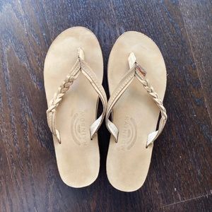 Rainbow Flirty Braidy Leather Sandals